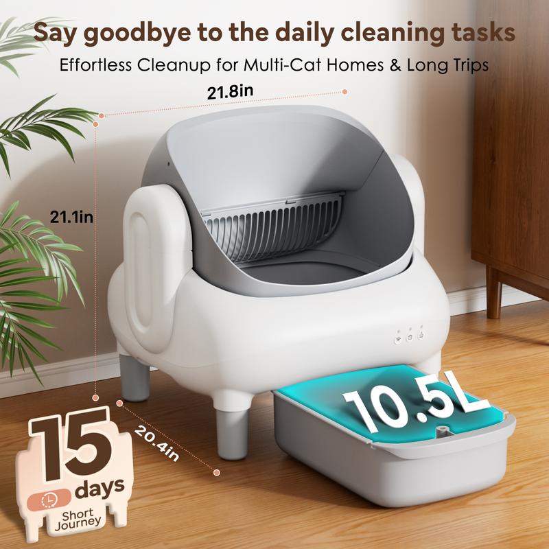 Smart Self-Cleaning Litter Box for Multiple Cats
