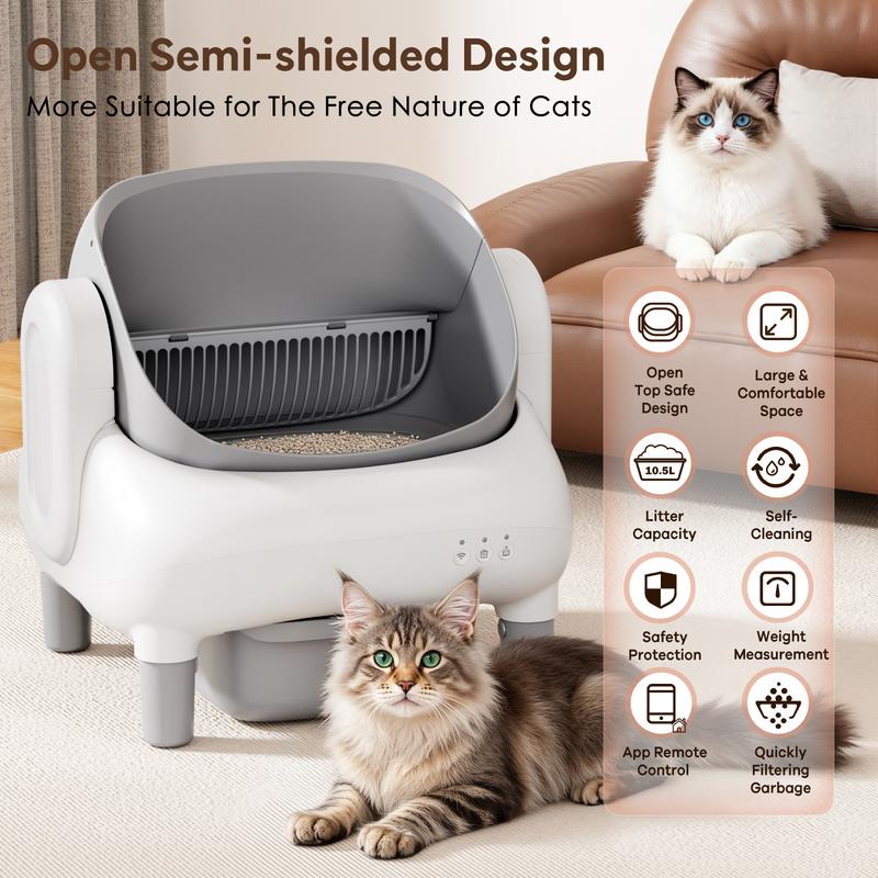 Smart Self-Cleaning Litter Box for Multiple Cats